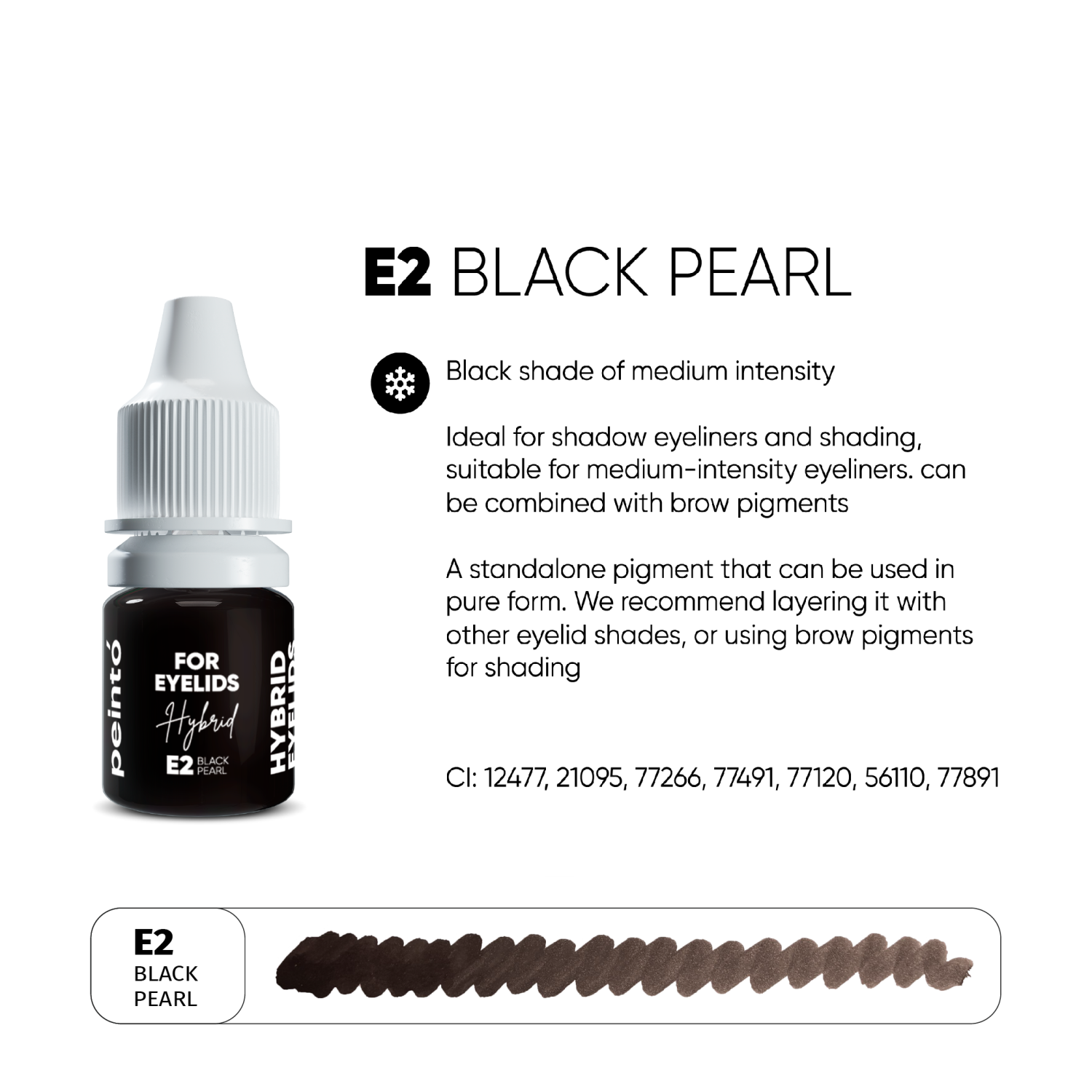 PEINTO ქუთუთოს პიგმენტი E2 Black Pearl